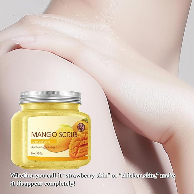 Mango Body Exfoliator, Deep Cleaning Exfoliating Body Scrub, Moisturizing Nourishing Salt Rose Body Scrub, 350 g