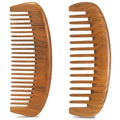 2 Pack Wooden Comb, Beard Comb for Men, Hair Combs for Women - Green Sandalwood