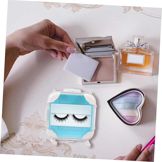 GALPADA Creative Eyelash Storage Box Handle Travel Makeup Organizer for False Eyelashes Portable Case for Lash Clusters and Accessories for Women