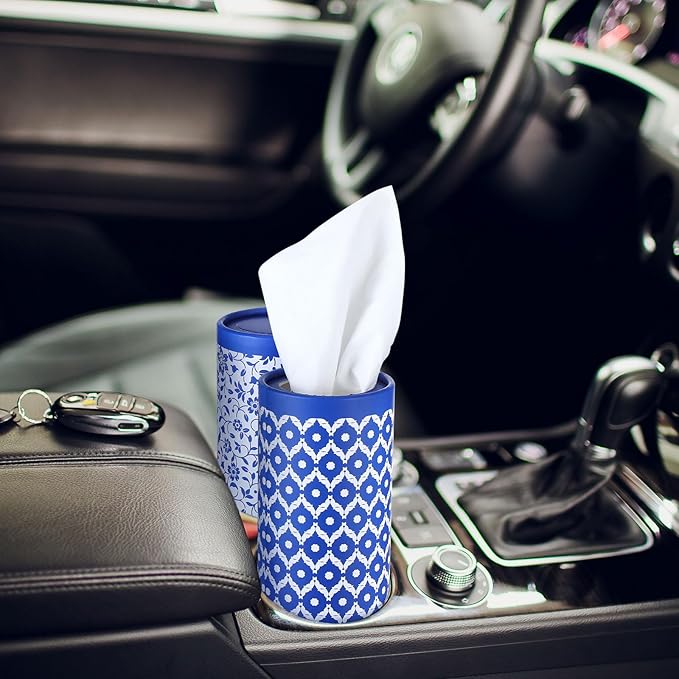 12 Pack Car Tissue Cylinder Holder Bulk with 3 Ply Facial Tissues, Round Napkin Holders for Car Cup Holder Cylinder Travel Paper Tubes Bulk Round Napkin Boxes Packs(Novel Style)