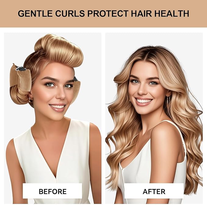 Heatless Curls Overnight Set - Jumbo Overnight Hair Curlers to Sleep In, Soft Velvet Hair Rollers for Women, No Damage Curls Styling Tools 4pcs