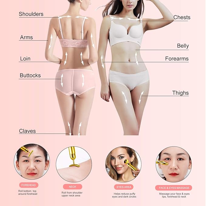 DANGSHAN 4-in-1 Face Massager Roller 24k Golden Face Roller, Arm Eye Nose Massage for Face Facial Massager Skin Care Tools