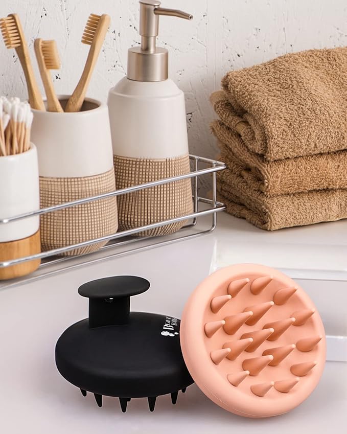 Silicone Scalp Massager Shampoo Brush for Shower, Scalp Scrubber with Soft Bristles for Hair Growth & Dandruff Treatment, Wet Dry Hair Massager for All Hair Types of Women (2 Pink)