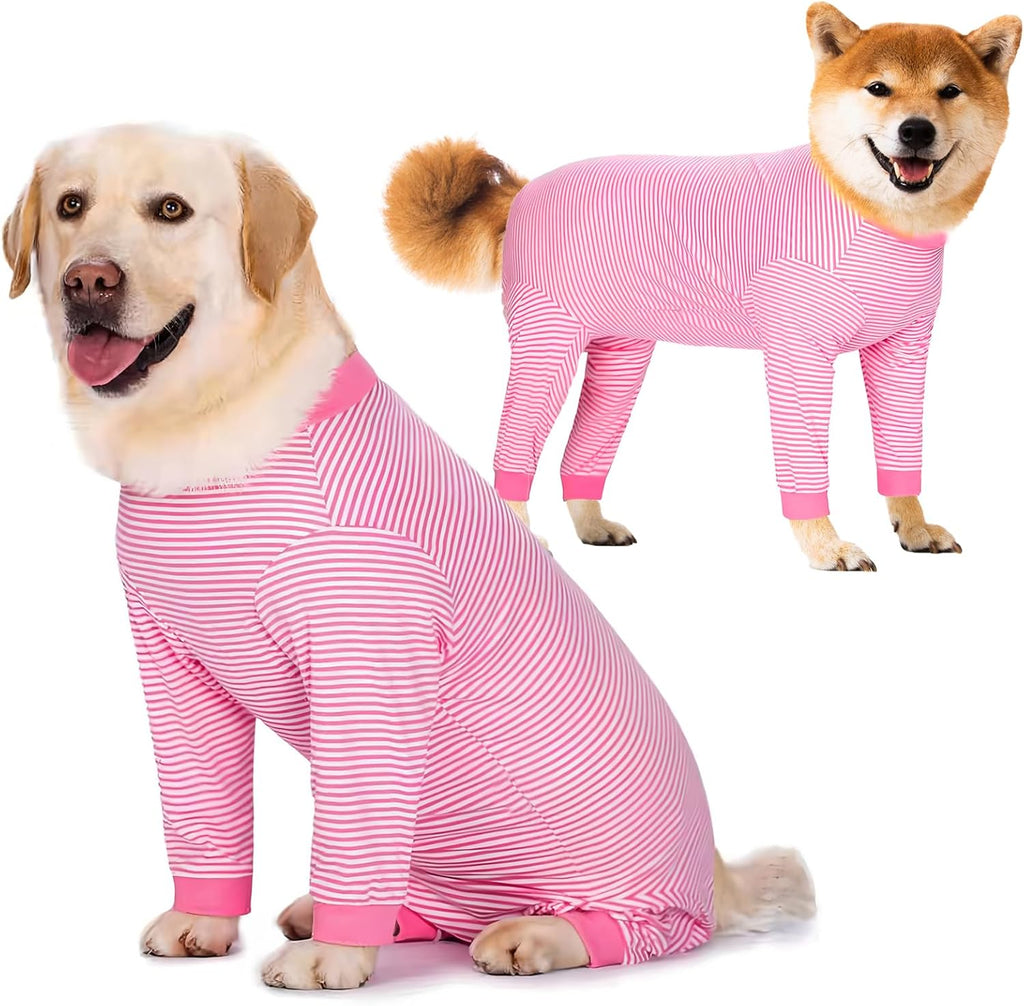 Yeapeeto Dog Onesie Surgery Recovery Suit for Large Medium Bodysuit Dogs Pajamas PJS Full Body for Shedding, Prevent Licking, Wound Protection, Cone Alternative (2XL, Pink)