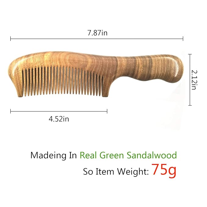 Wood Hair Comb Fine Tooth Comb Anti-static Hair Comb for Thick Hair