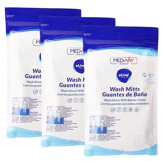 MedVance Fragranced Large and Durable Wash Mitts | Rinse Free Microwaveable Adult Bed Bath Durable Skin Cleansing Cloths | Wet Wash Gloves | Incontinence Wash Cloths | 24 Count
