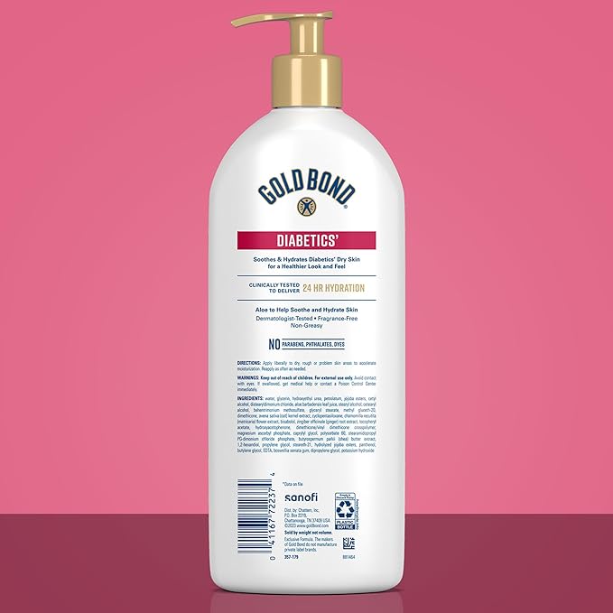 Gold Bond Diabetic Body Lotion, Dry Skin Relief with Vitamin E & Aloe to Soothe & Moisturize Flaky, Rough Skin, Value Size, 21 oz
