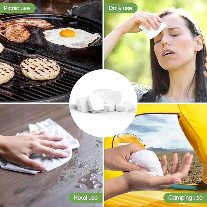 Disposable Face Towel 12"x9" Thicken, 20 Pack Compressed Towel Tablets, Clean Reusable Face Cloths, Compact Mini Portable Cotton Washcloths for Travel Beauty Gym BBQ Home Office Use