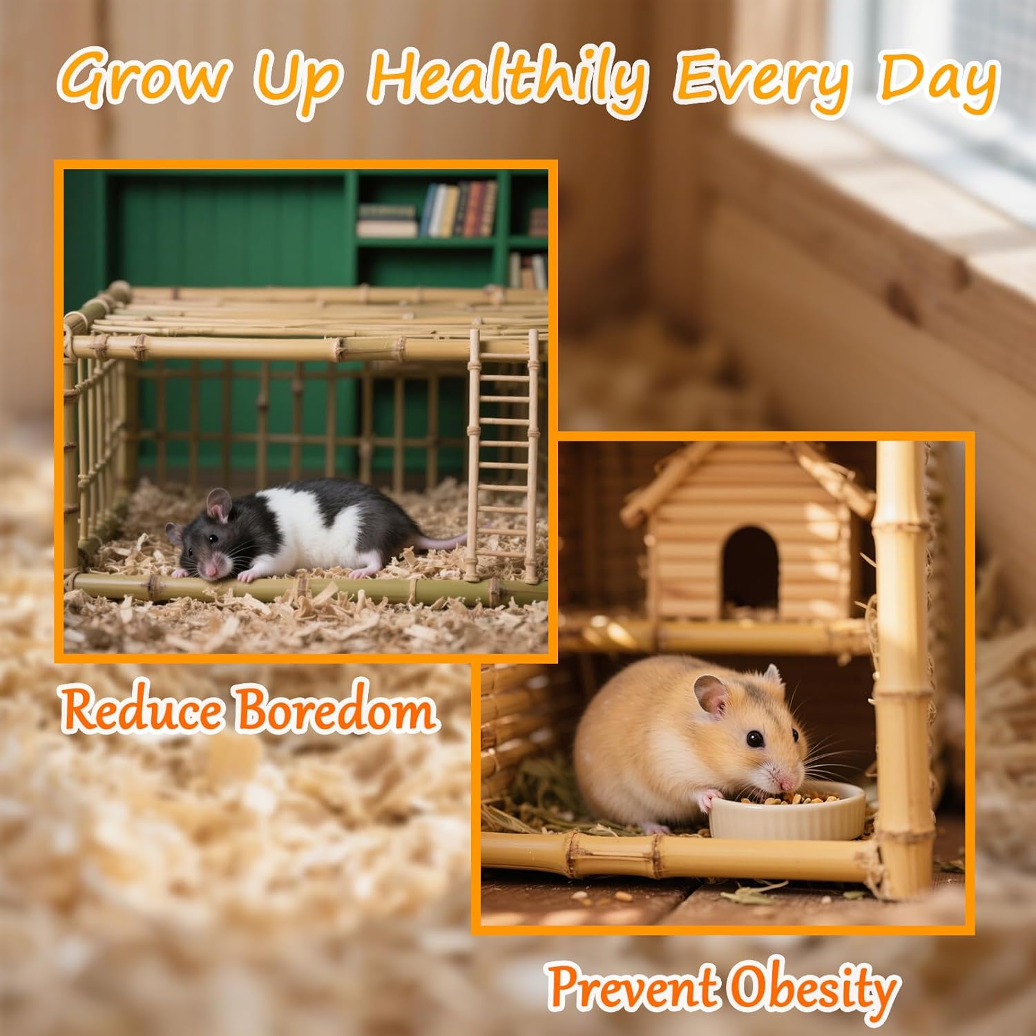 Small Animals Hamster Toy - Cage Wooden Accessories for Gerbil,Chinchilla,Rat,Guinea Pig,Mouse