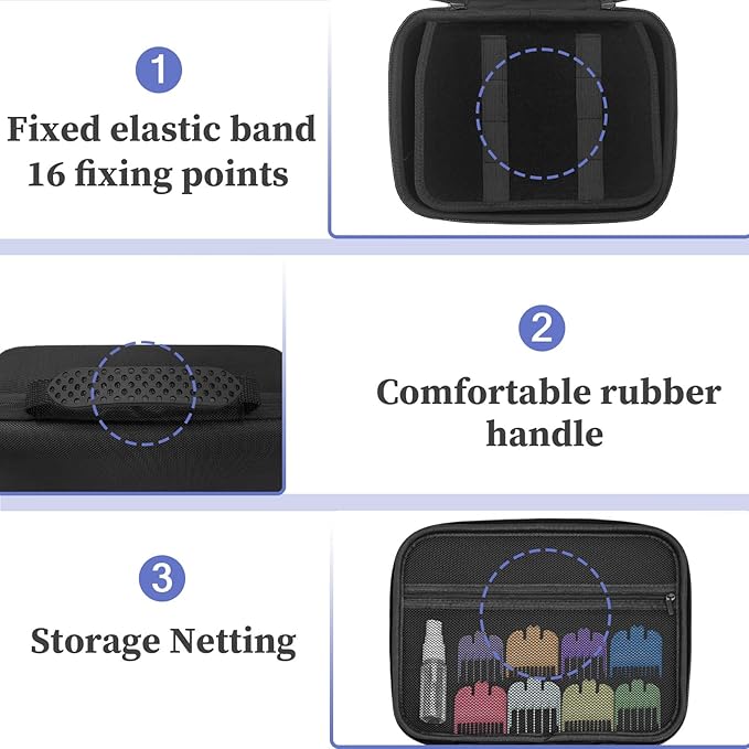 Hard Clipper Case for Barbers, Hair Clippers Travel Case for Hatteker/Oneisal/Wahl 5star/Andis Razor Guard Grooming Kits, Hair Cutting Barber Supplies Holder, Trimmer Organizer Storage Bag