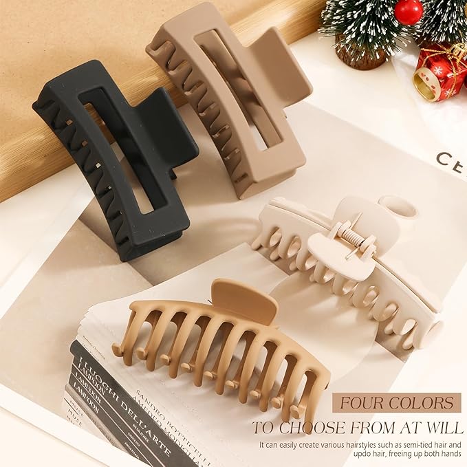 4 PCS Cloud Claw Clips for Women, Unsnappable Soft Hair Claws for Lying Down & Driving |Strong Hold Hair Claws for Thick Curly Hair | Hair Claw Clips for Hat, Hair Accessories for Sleeping & Travel