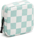 Small Makeup Bag for Purse,Mini Cosmetics Bag cute Zipper corduroy Cosmetic Pouch Storage Pouch Travel Toiletry Organizer for Women Girls(Checkered Green)