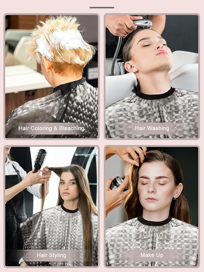 Hair Dye Kit with Hair Dye Cape and Metal Hair Clips, Reusable Waterproof Cape for Hair Coloring, Bleaching, Styling, Shampoo and Makeup, Essential Hair Coloring Device for Women and Hairstylist