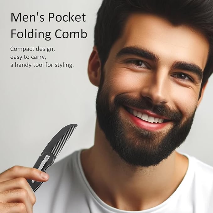 4-Pack Handmade Sawcut Mustache Comb, Best Pocket Folding Comb for Moustaches and Short Beards