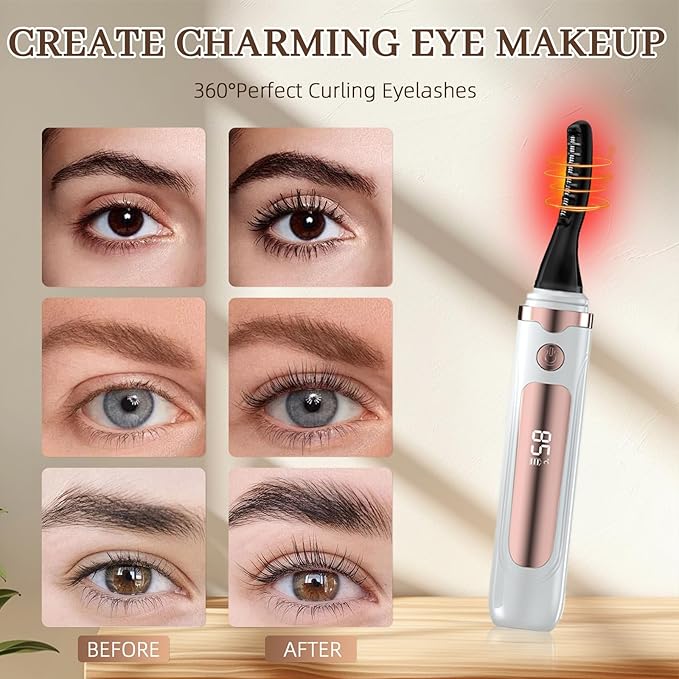 2026 Heated Eyelash Curler-USB Rechargeable Electric Eyelash Curler- Eyelash Curlers Heated 3s - 24 Hours Long Lasting- with Led Display for Women Girls-White