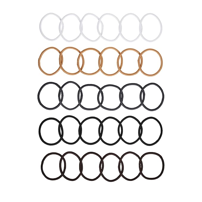 Goody Ouchless Elastic Hair Ties - 30 Ct, Assorted Neutral, 4MM Rubber Bands for Hair, Pain-Free Hair Accessories for Women & Men, Made for Long-Lasting Braids, Ponytails, All Hair Types (Pack of 2)