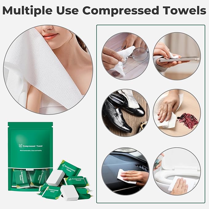Disposable Towel Compressed Towel, Disposable Face Compressed Towels Large Size Coin Tissue Portable Washcloth Reusable for Travel Camping Hiking Outdoor Sports Beauty Salon SPA 20 Pcs