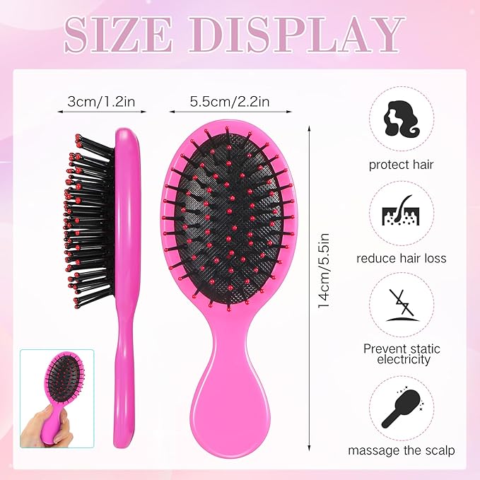 100 Mini Soft Bristle Travel Detangling Brush for All Hair Types - Glides Through Women's Tangles and Knots with Ease (Multicolor)