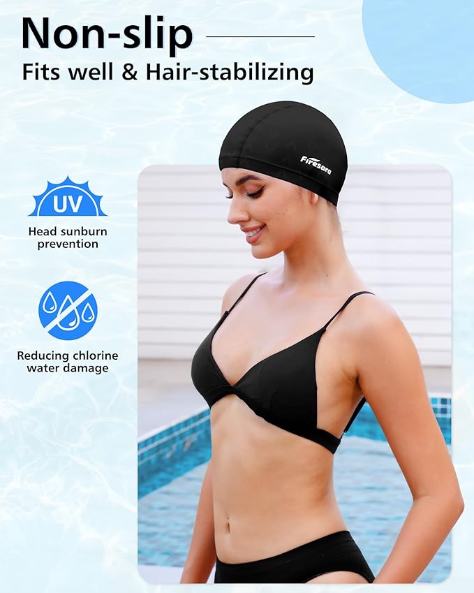 Firesara Fishtail Fabric Swim Cap for Men Women, Breathable High Elasticity Swimming Cap Hair Protection Quick Dry Soft for Long Hair Short Hair, Kids Boys and Girls