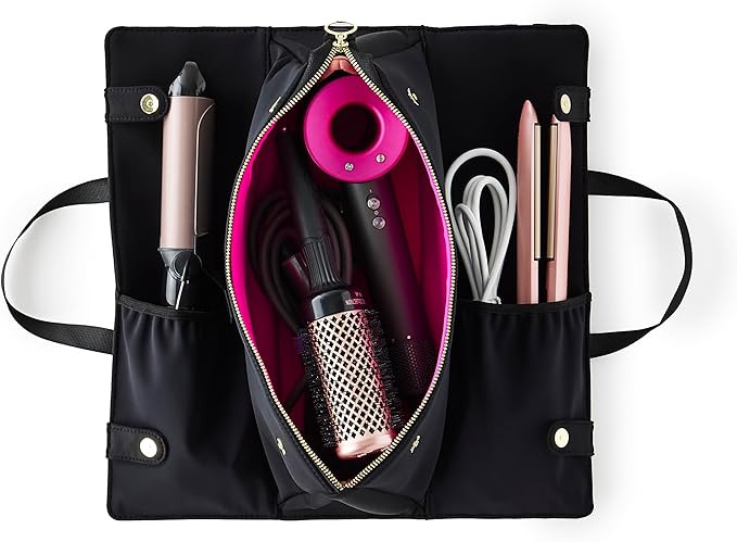 KUSSHI Hair Tools Bag - Oprah’s Favorite Things Winner - Neoprene Hair Tools Travel Bag & Hair Accessories Organizer Case (Black)