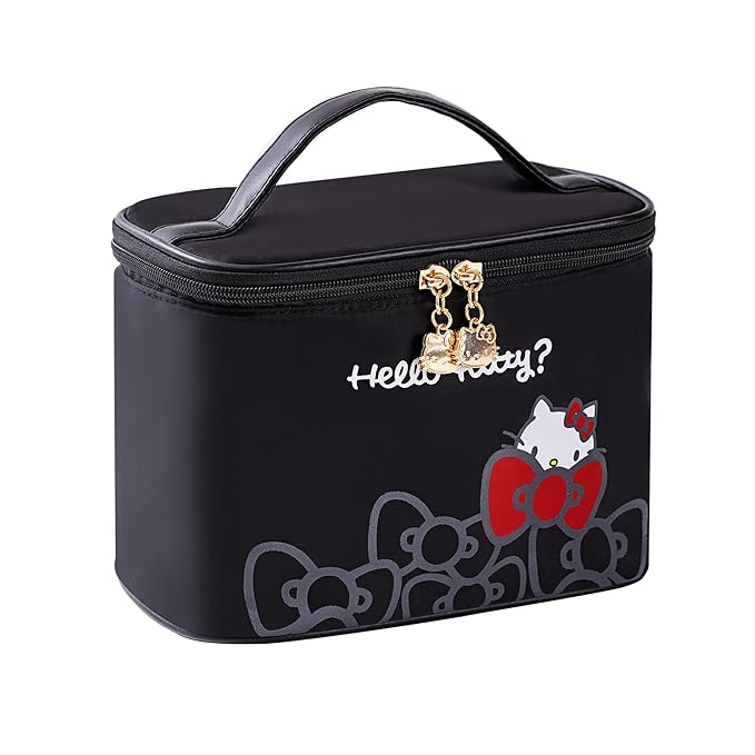 Vimanllie Makeup Bag Large Waterproof Cosmetic Bag with Dedicated Brush Holder, Cute Printed Makeup Organizer for Women Traveling,Portable Toiletry Bag for Home & Holiday