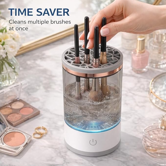 TARSHYRY Electric Makeup Brush Cleaner Machine, Automatic Brush Cleaner Spinner Dryer, Cleanser Tool for All Size Makeup Brushes