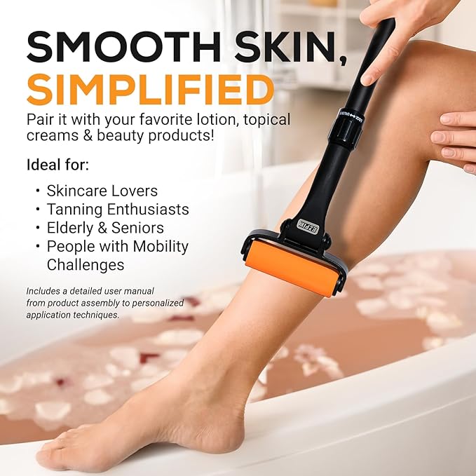EZPIK Lotion Applicator for Back, Extendable up to 23" - Curved Design Back Lotion Applicator for Elderly/Seniors with Limited Mobility, Lotion Stick & Sunscreen Applicator for Skin Cream, Oils & More