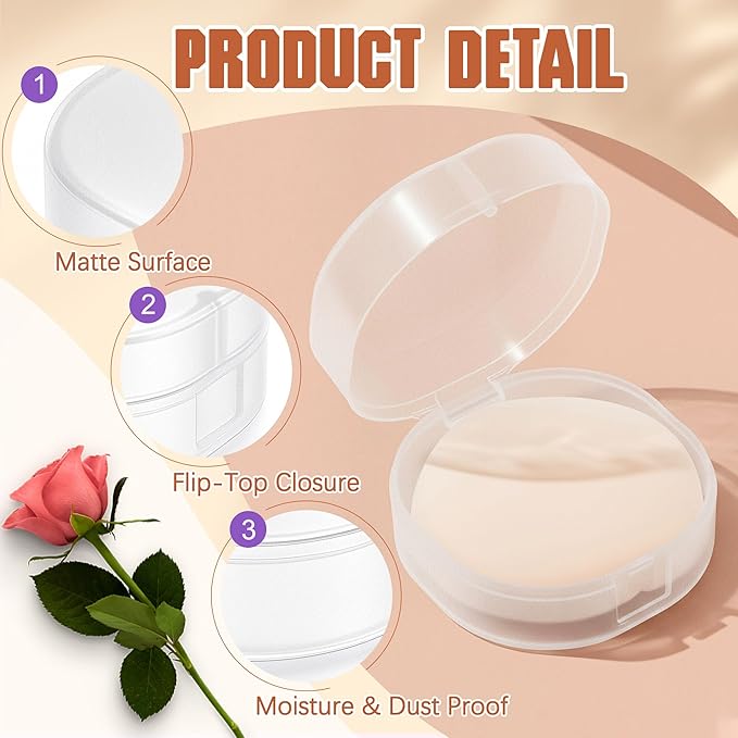 8 Pcs Portable Plastic Travel Cotton Pad Holder with Hanging Loop – Frosted Translucent Cosmetic Case for Makeup Cotton Balls, Toner Pads, and Powder Puff Organization