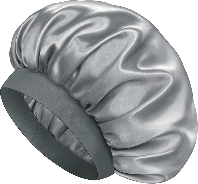 Satin Silk Bonnet for Sleeping, Double Layer Silk Sleep Cap for Men & Women, Soft Satin Lined Bonnet for Curly Hair