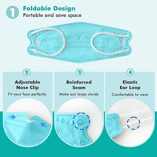 LEMENT KN95 Face Masks - 100 Pack Breathable Comfortable Disposable Masks For Adult, Filter Efficiency≥95%, Elastic Ear Loops, 5 Colors