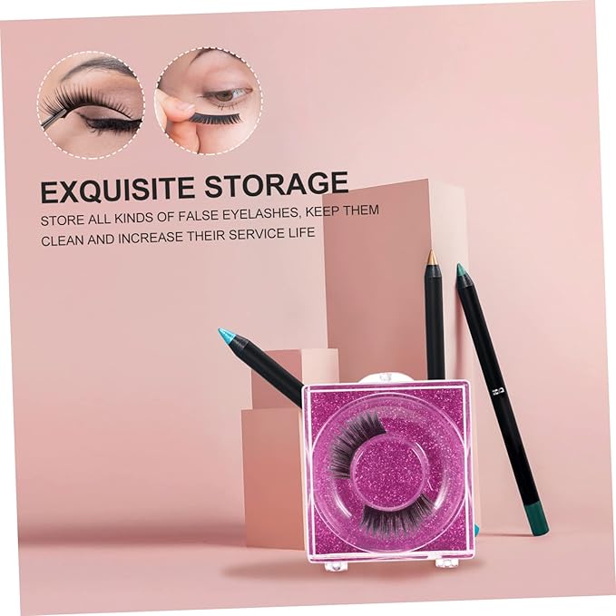 6pcs Square Glitter Eyelash Box Lash Tray Holder False Eyelash Case for Extensions
