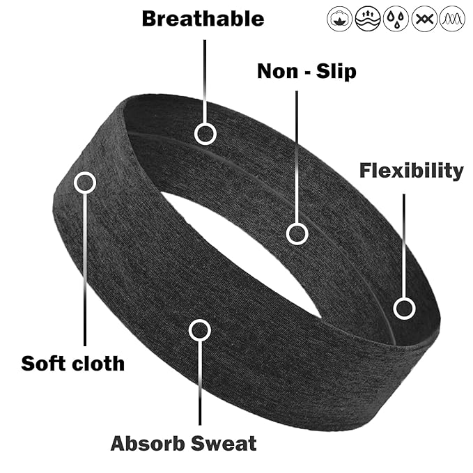 IVARYSS Workout Headbands for Women Non Slip, Premium Stretchy Soft Fabric Head Bands for Women's Hair, Wear for Yoga, Running, Sport, 6 Pack, Fresh Color