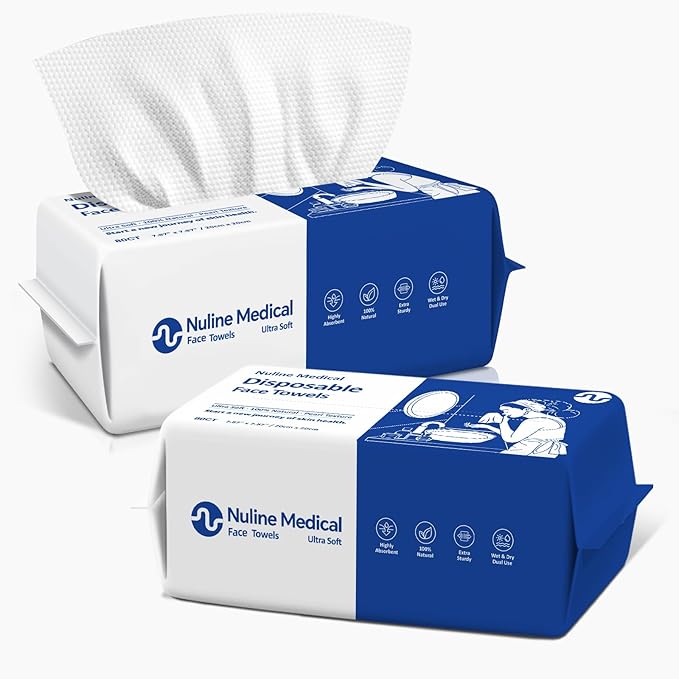 Disposable Face Towel, Biodegradable Facial Towels for Sensitive Skin, Ultra Soft Face Towelette for Women Cleansing, 7.87’’ x 7.87 ‘’ (2 Packs)