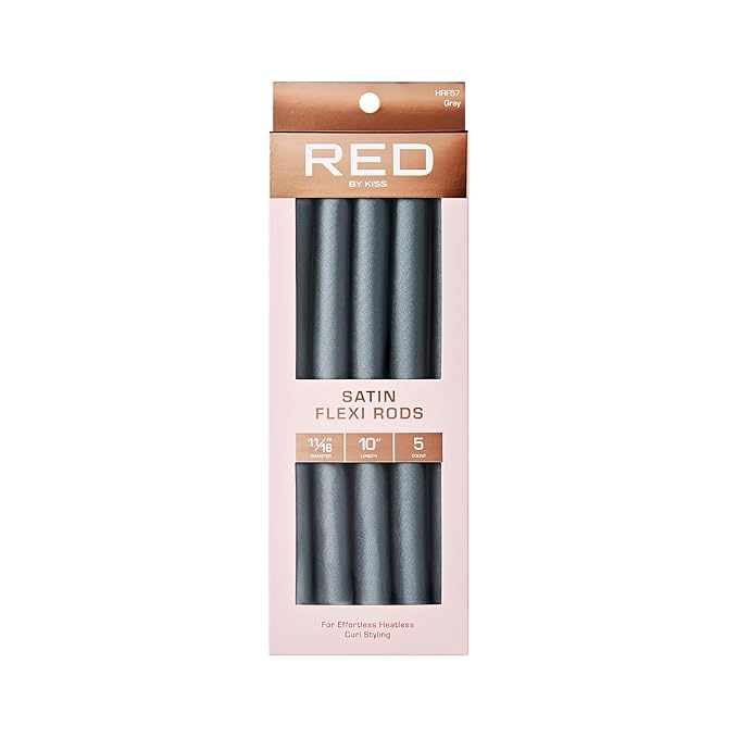 Red by Kiss Satin Flexi Heatless Curling Rods, Damage Free & Frizz Free No Heat Soft Curls, Silky Satin to Prevent Breakage, Comfortable Pin-Free Styling, Gentle Rollers for All Hair Types