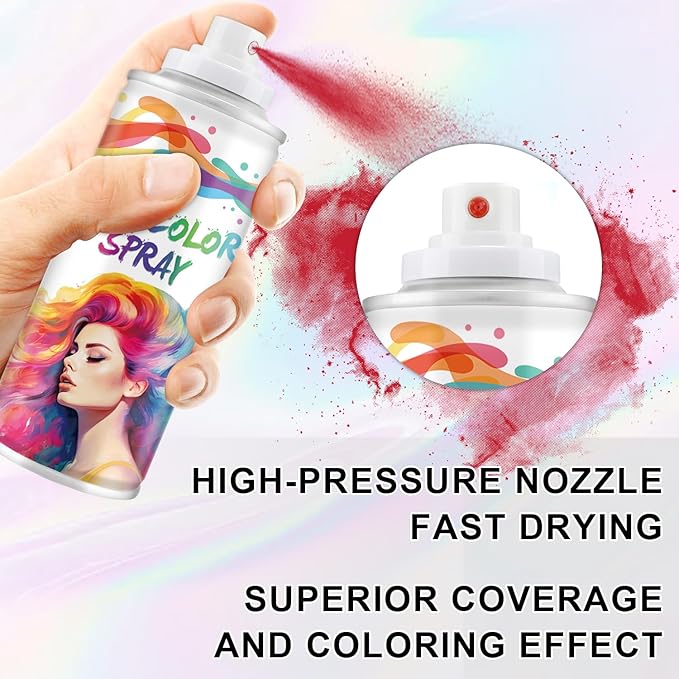Temporary Hair Color Spray, Red One-Time Use Hair Color Dye for Women and Kids, Disposable Natural Hair Strong Style Hair Dye-On 1-Day Washable for Cosplay Party DIY,Christmas Party, Halloween (Red)