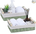 Wicker Storage Basket with Wooden Handle – Paper Rope Decorative Toilet Paper Baskets & Bathroom Organizer for Toilet Tank Top, Shelves, Bedroom, Countertop,Home,Office Storage Bins, 2 Pack,Sage Green