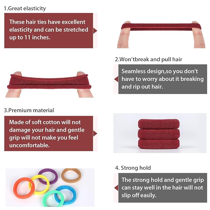 150 PCS Elastic Hair Ties, Seamless Hair Band, Ponytail Holder No Crease, Cotton Bands No Damage, Hair Scrunchies for Thick Thin Hair, Hair Accessories for Women Gifts