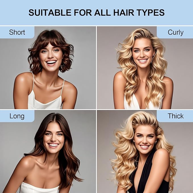 Heatless Curls Overnight Set - Jumbo Overnight Hair Curlers to Sleep In, Soft Velvet Hair Rollers for Women, No Damage Curls Styling Tools (6pcs Blue）