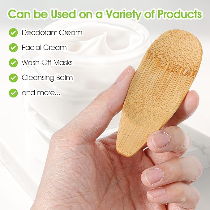 4Pcs Cream Applicators,Shimmeroo Multi-functional Bamboo Lotion Applicator Cosmetic Spoon Applicator for Deodorant Cream Ointment,3.94x1.57inch