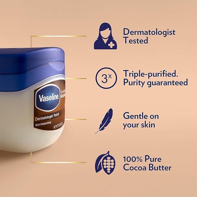 Vaseline Cocoa Butter Healing Jelly Variety Pack, 2 Sizes (7.5 Oz & 1.75 Oz) – Rich Moisturizing Ointment, Protectant & Moisturizer for Dry Skin