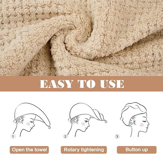 3Pcs Hair Towel Caps, Fast Drying Hair Drying Caps Towel Turban Wrap, for Speedy Drying, Styling, and Deep Conditioning, Travel-Friendly and Lightweight, for Wet Hair Women