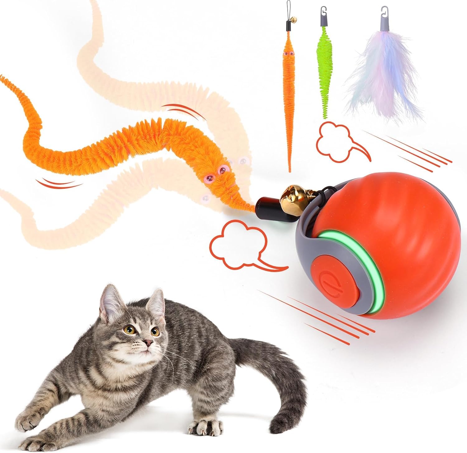 Interactive Cat Toys for Indoor Cats - Hanging Door Cat Toy with Bouncy Mouse and Bell - Door-Mounted Fun Includes 2 Bonus Attachments