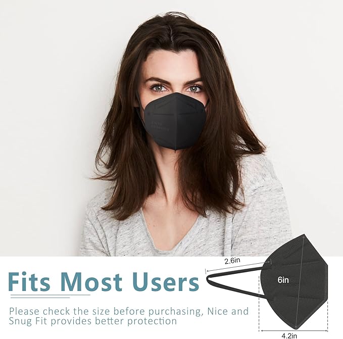 ChiSip KN95 Face Mask 20 Pcs, 5-Ply Cup Dust Safety Masks, Breathable Protection Masks Against PM2.5 for Men & Women, Black