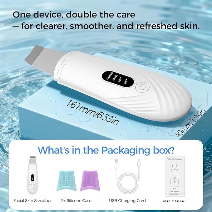 Skin Scrubber Face Spatula, Blackhead Remover Tool for Facial Deep Cleansing, Face Spatula Pore Cleaner with 4 Modes, Whitehead Remover, Blackhead Extractor, Face Scrubber (White)