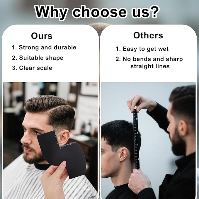Color Enhancement Barber Card, S Shape Black Hairline Tool Lineup Pencil Kit with Measurement Indicators Color Spray Edge Hair Line Up Card Essentials Supplies Accessories for Beard & Hair