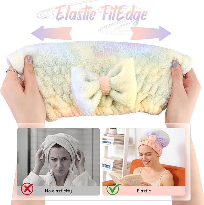 New 2Pcs Super Absorbent Microfiber Hair Towel Wrap for Wet Hair - Fast Drying & Soft Hair Drying Caps for Home (2 PCS)
