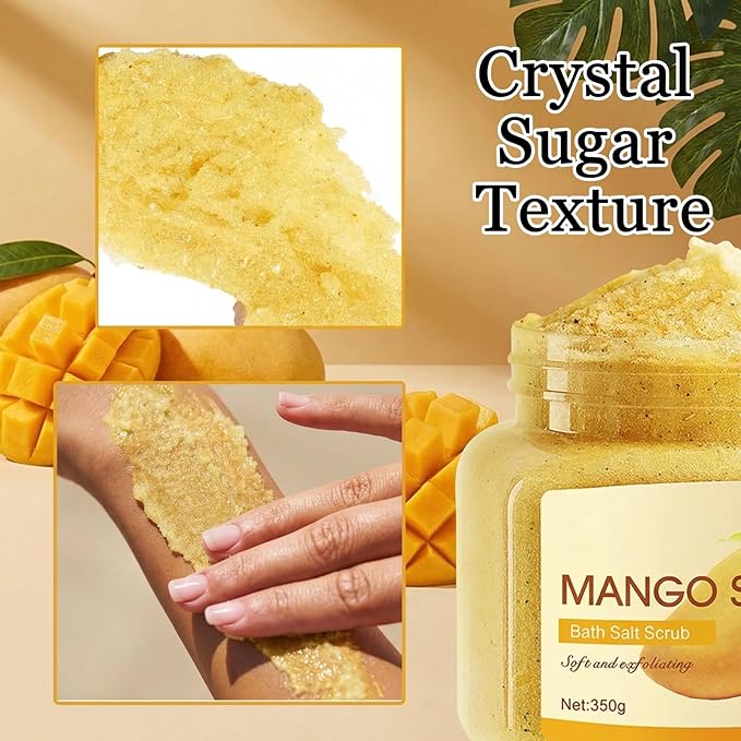 Mango Body Exfoliator, Deep Cleaning Exfoliating Body Scrub, Moisturizing Nourishing Salt Rose Body Scrub, 350 g