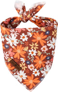 Lionet Paws Fall Dog Bandana Washable Cotton Borwn Handkerchief Scarf Triangle Floral Oxalis Bandana for Medium Large Dogs Girl Boy