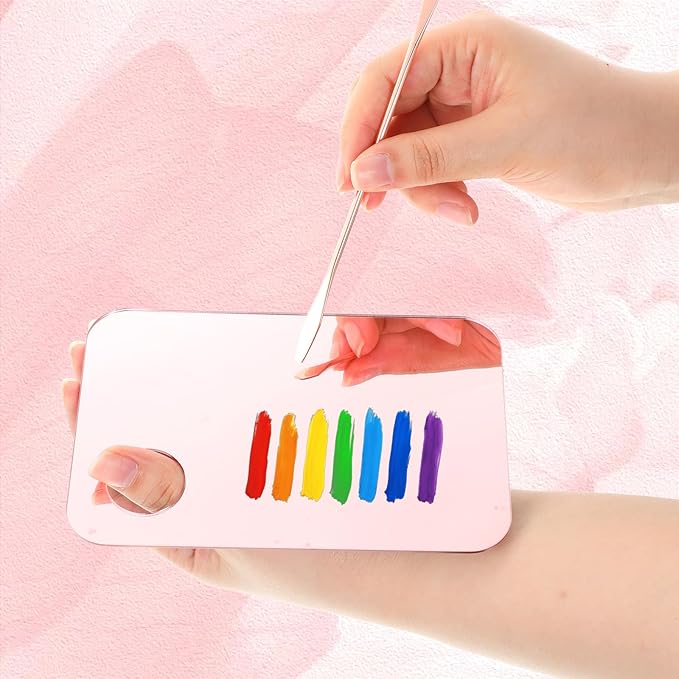 2 Pcs Foundation Palette, Makeup Mixing Palette, Makeup Mixing Tray Makeup Palette with 2 Makeup Spatula, Acrylic Cosmetic Palette for Eye Shadow Lipsticks Nail Art Beauty Salon (Pink)