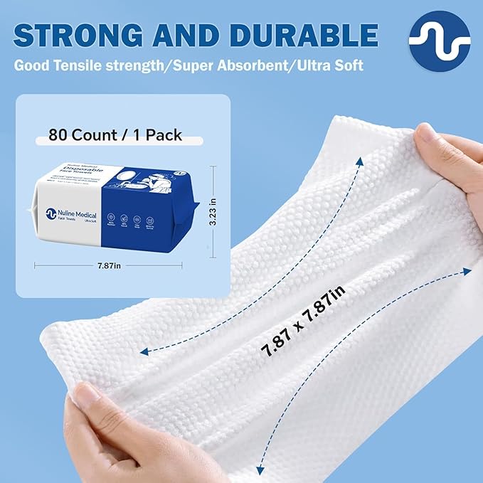 Disposable Face Towel, Biodegradable Facial Towels for Sensitive Skin, Ultra Soft Face Towelette for Women Cleansing, 7.87’’ x 7.87 ‘’ (1 Pack)